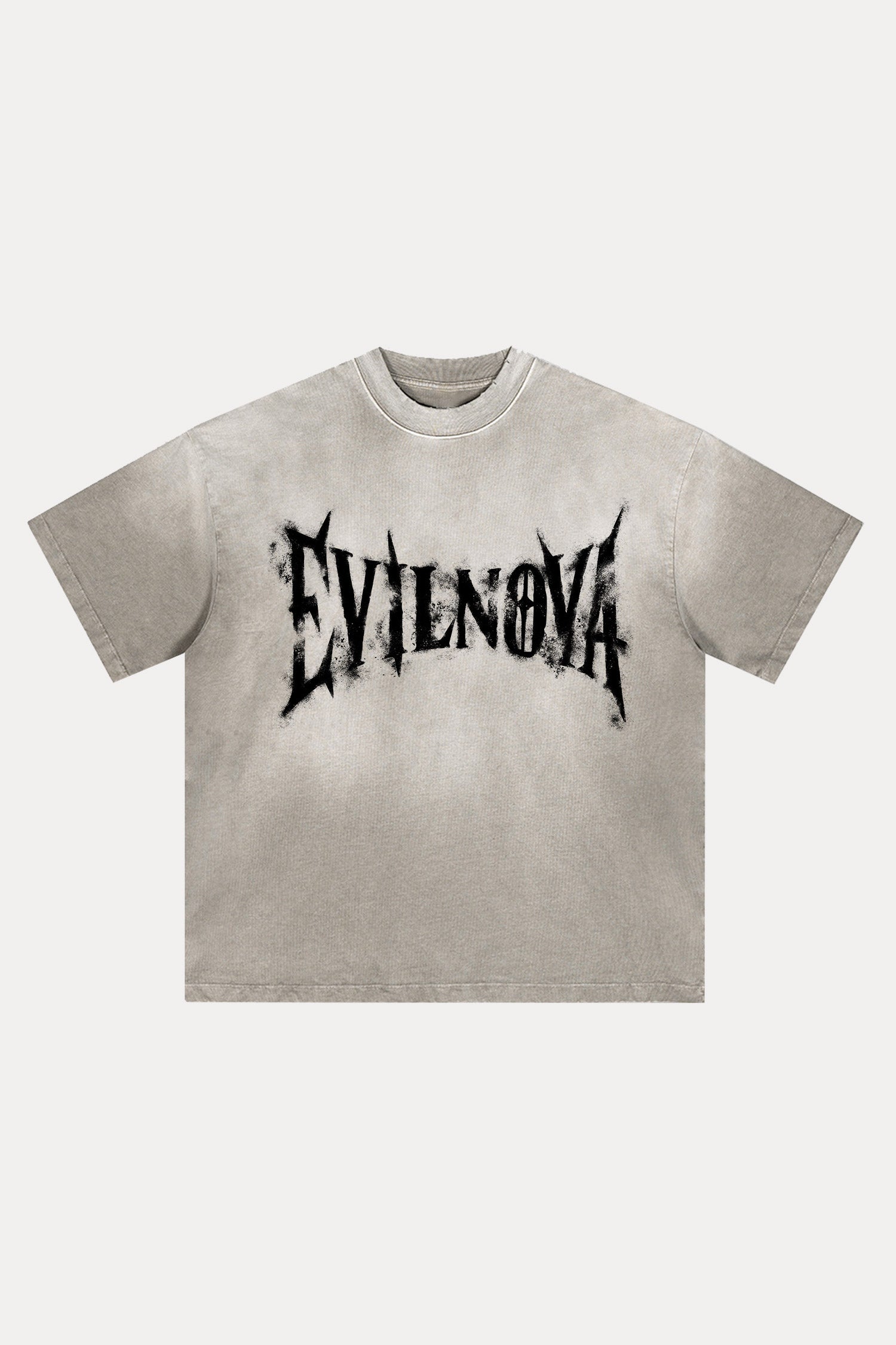 Evilnova Faded Logo Distressed Washed T-Shirt-Evilnova