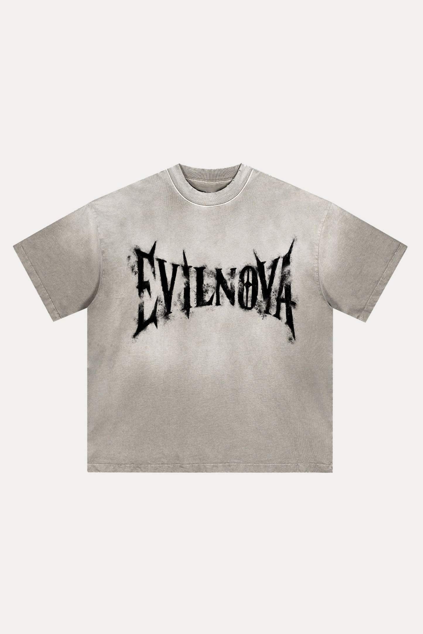 Evilnova Faded Logo Distressed Washed T-Shirt-Evilnova