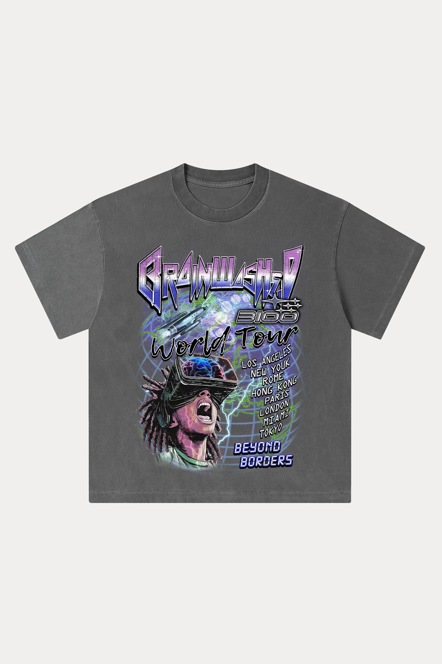 Evilnova Brainwashed Washed Streetwear T-Shirt-Evilnova