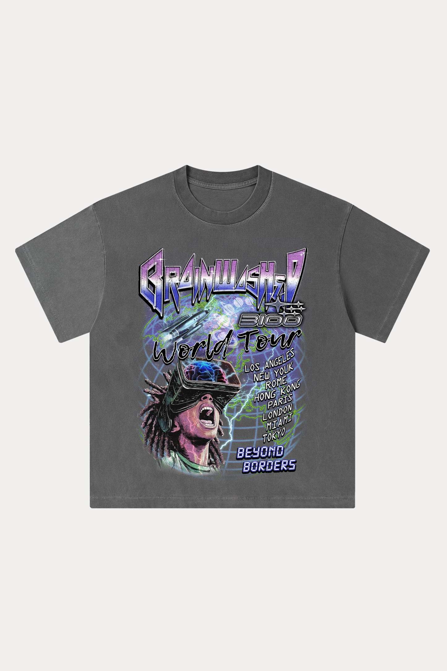 Evilnova Brainwashed Washed Streetwear T-Shirt-Evilnova