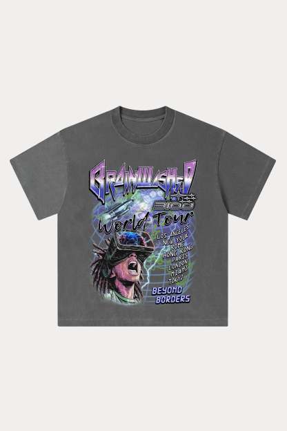 Evilnova Brainwashed Washed Streetwear T-Shirt-Evilnova