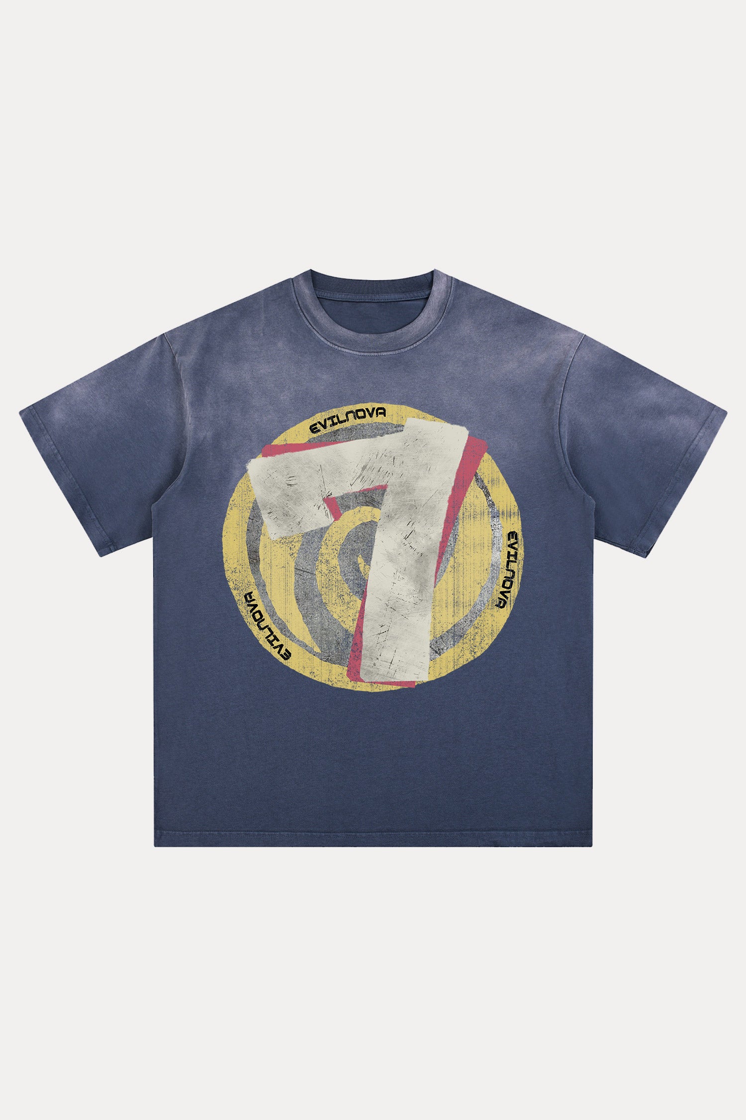 Evilnova Seven Distressed Washed T-Shirt-Evilnova