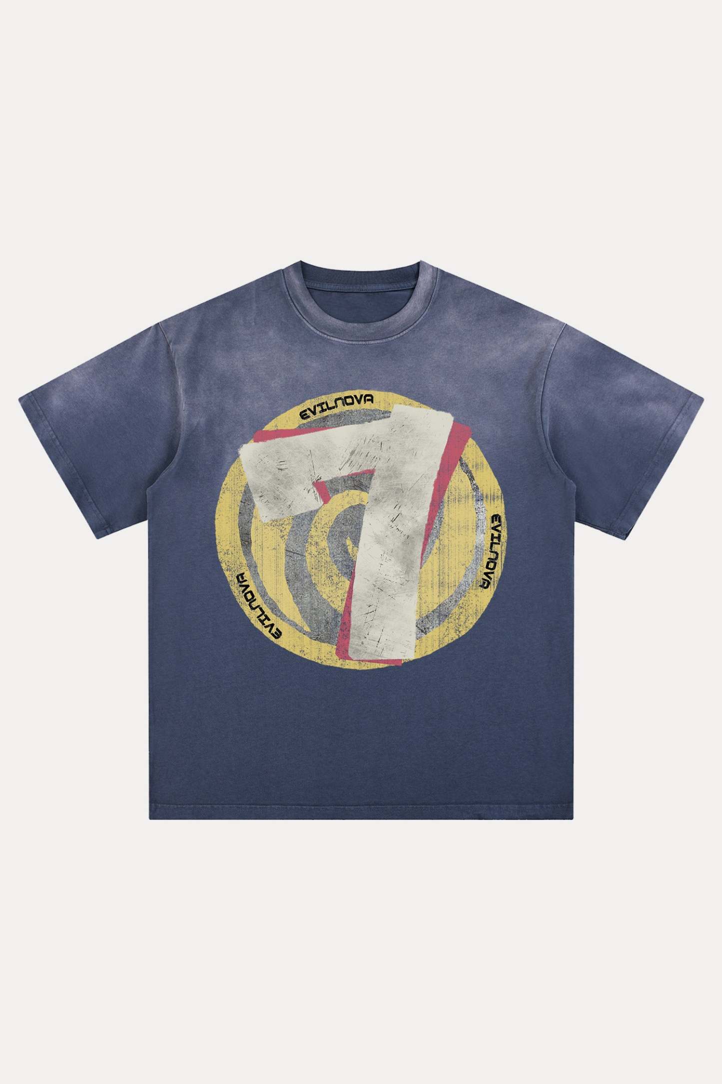 Evilnova Seven Distressed Washed T-Shirt-Evilnova