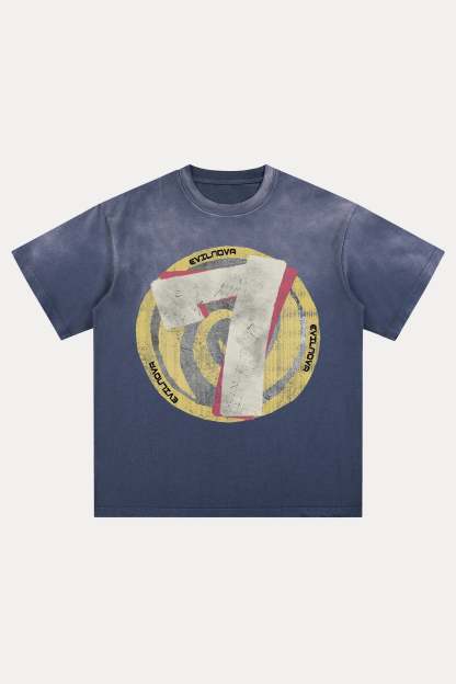 Evilnova Seven Distressed Washed T-Shirt-Evilnova