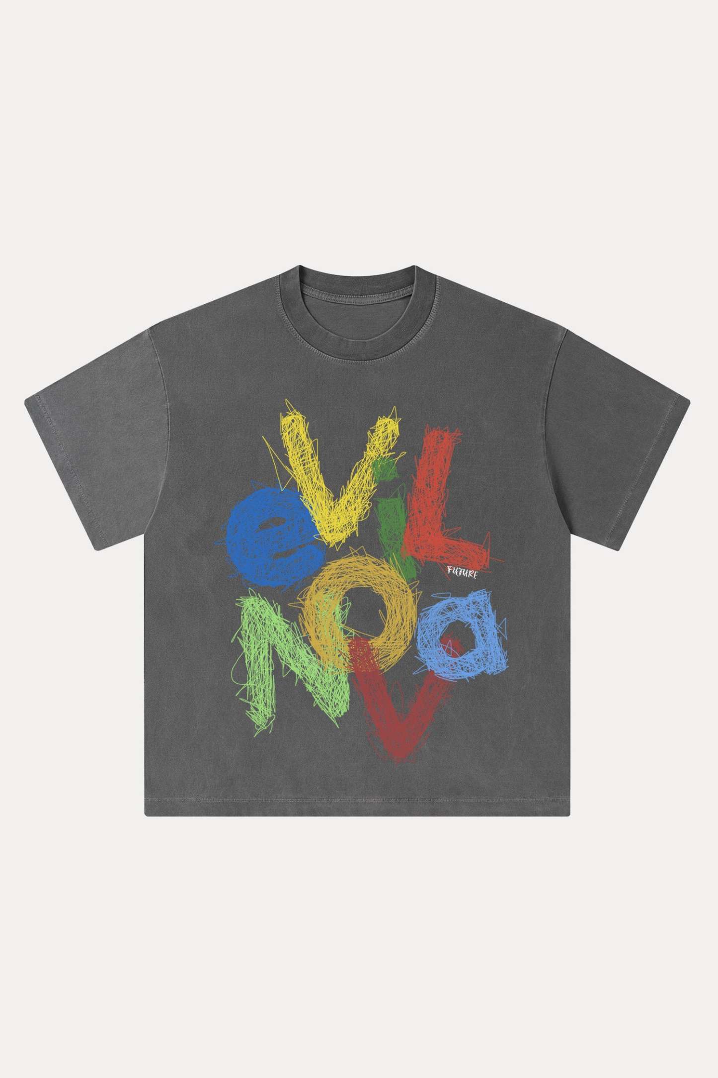 Evilnova Scrawl Logo Washed Streetwear T-Shirt-Evilnova