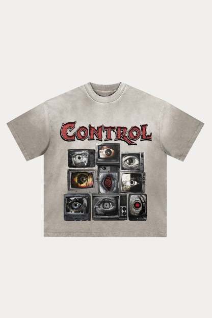 Evilnova Control Distressed Washed T-Shirt-Evilnova