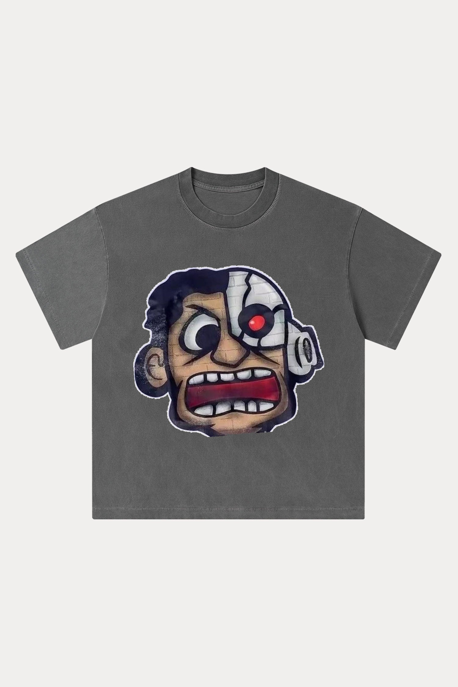 Evilnova Rage Cartoon Characters Washed Streetwear T-Shirt-Evilnova