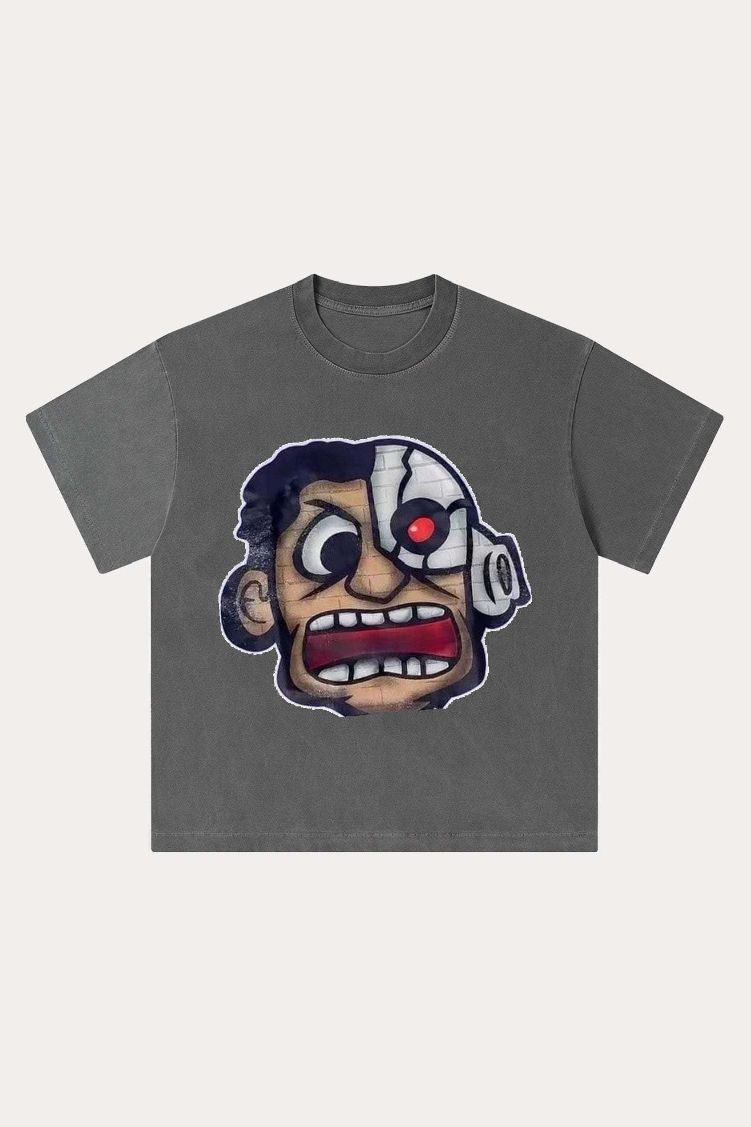Evilnova Rage Cartoon Characters Washed Streetwear T-Shirt-Evilnova