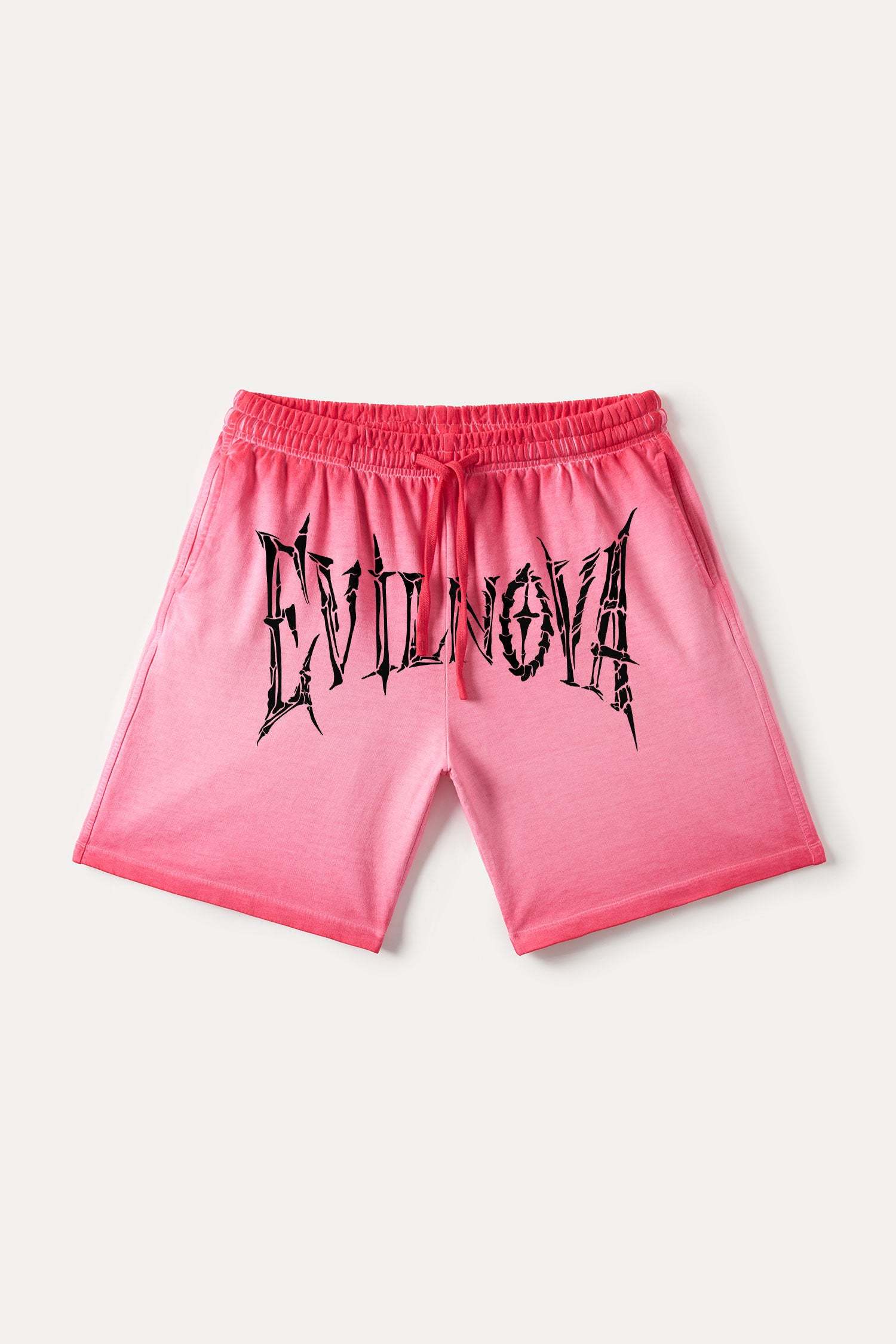 Evilnova Rose Red Skeleton Gradient Washed Sweatshorts-Evilnova