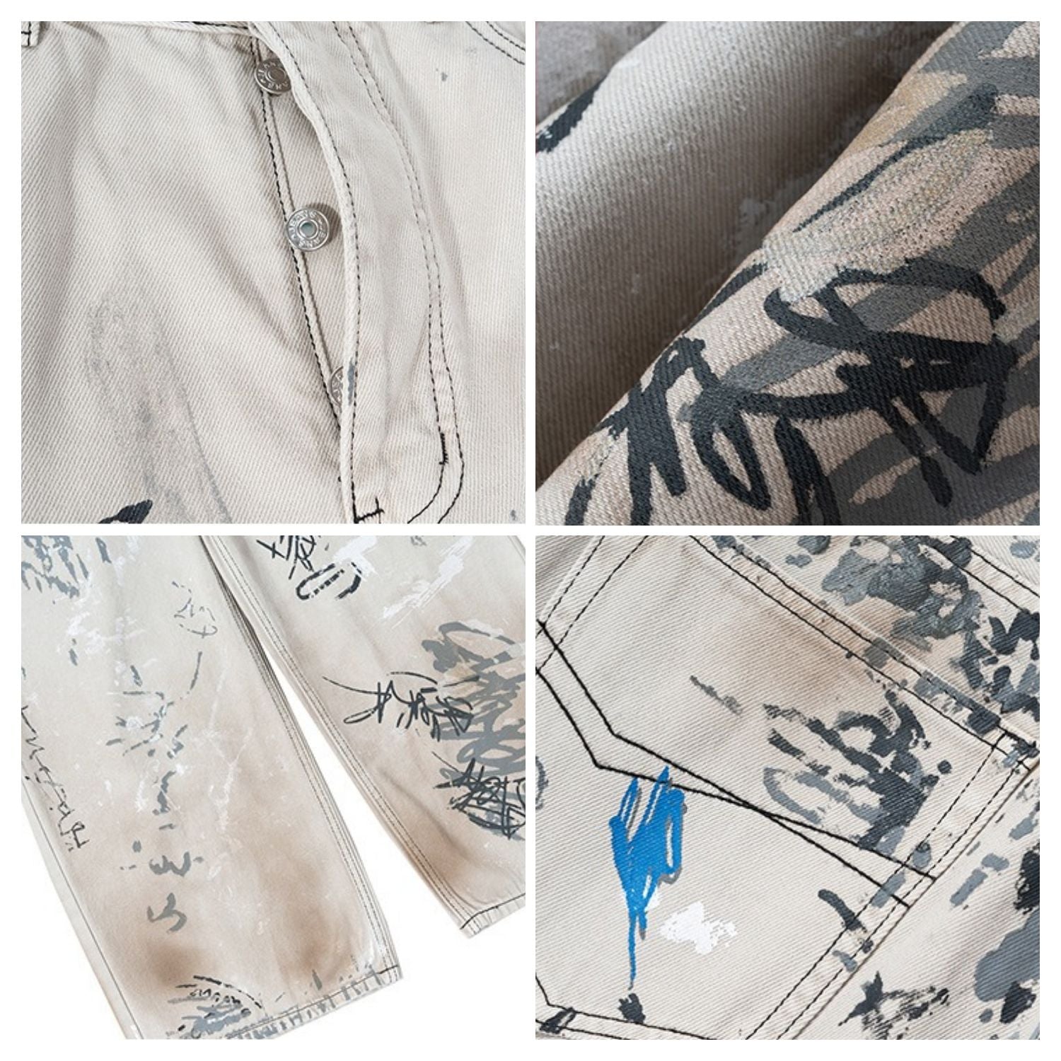 Evilnova White Graffiti Straight Leg Jeans-Evilnova