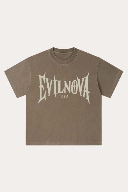 Evilnova U.S.A LOGO Washed Streetwear T-Shirt-Evilnova