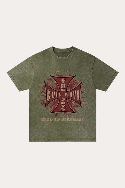 Evilnova World Tour Washed Streetwear T-Shirt-Evilnova