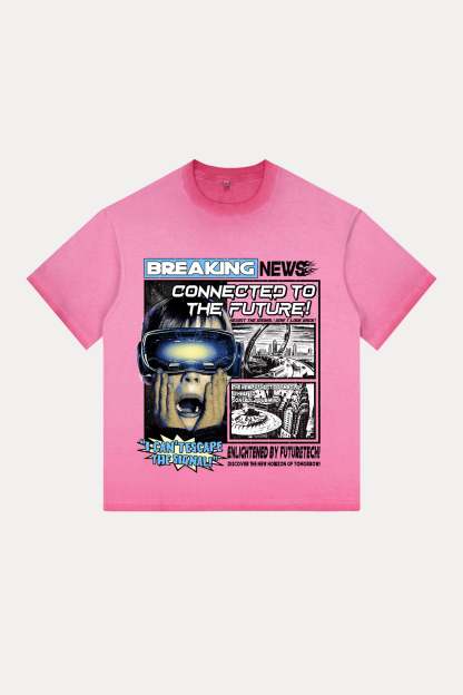 Evilnova Breaking News Gradient Washed T-Shirt-Evilnova