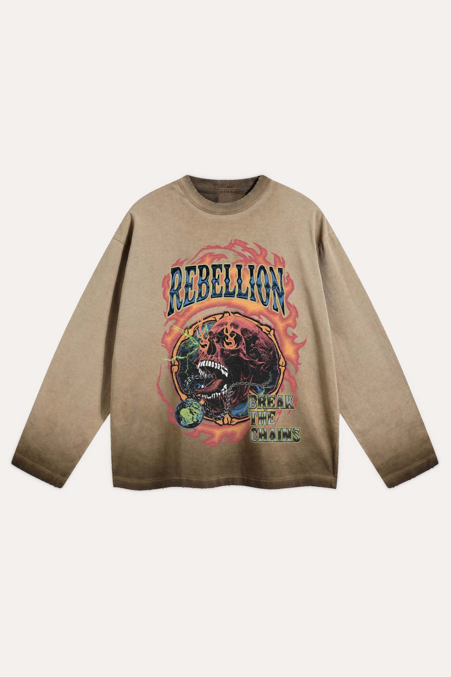 Evilnova Rebellion Distressed Washed Long Sleeve Tee-Evilnova