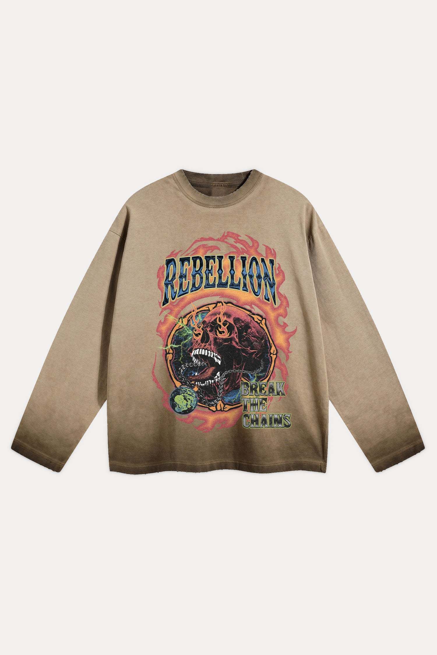 Evilnova Rebellion Distressed Washed Long Sleeve Tee-Evilnova