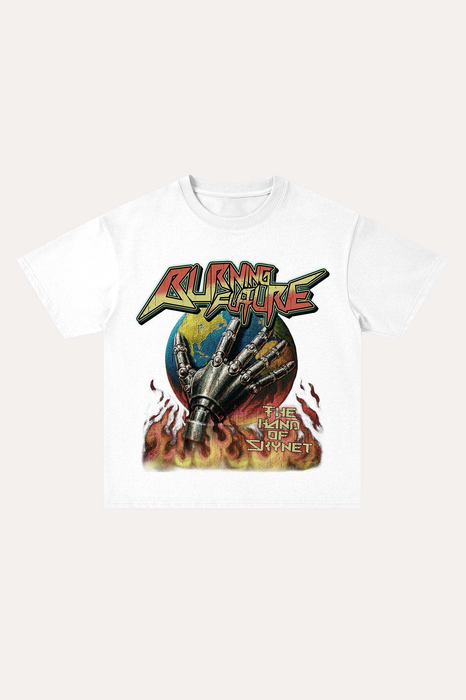 Evilnova Burning Future Cotton Oversize T-Shirt-Evilnova