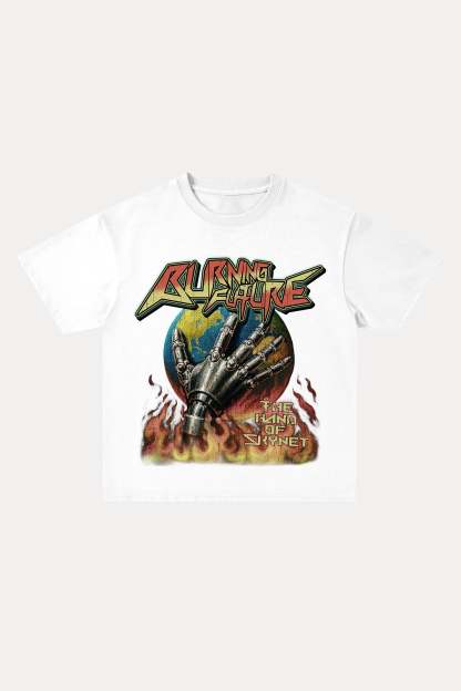 Evilnova Burning Future Cotton Oversize T-Shirt-Evilnova
