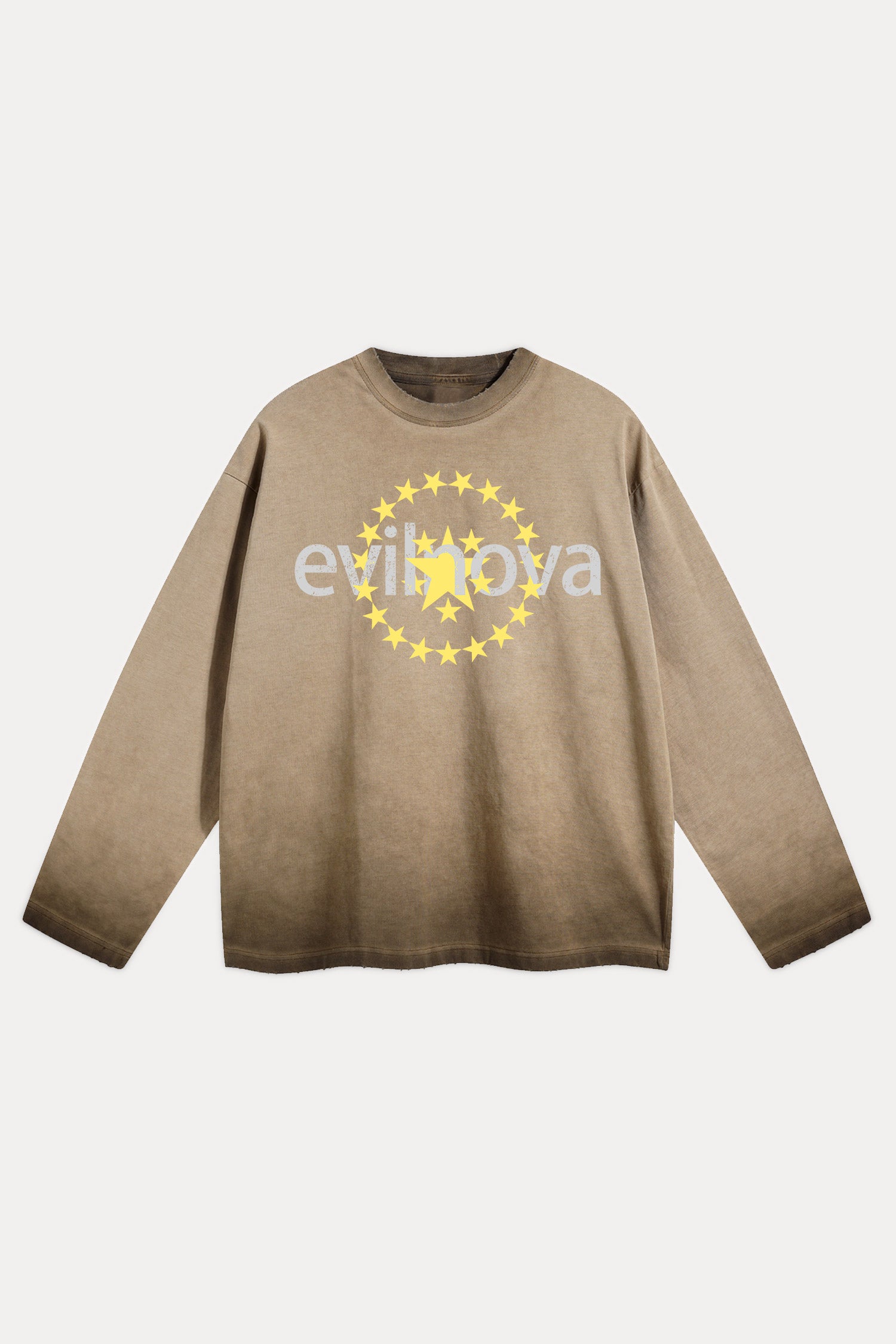 Evilnova Star Distressed Washed Long Sleeve Tee-Evilnova