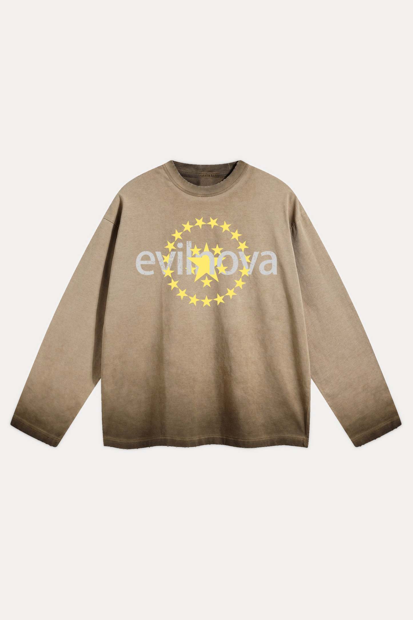 Evilnova Star Distressed Washed Long Sleeve Tee-Evilnova
