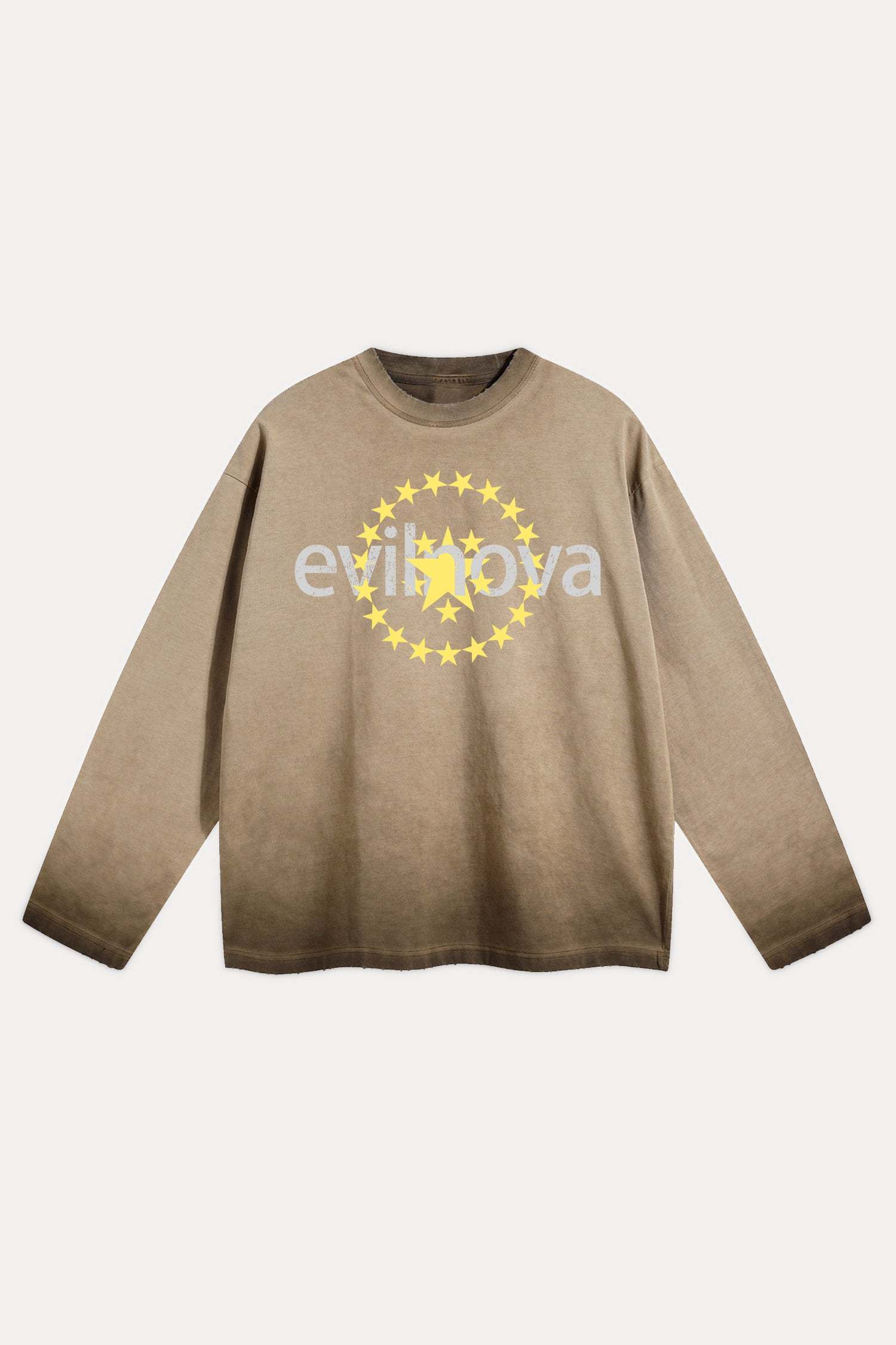 Evilnova Star Distressed Washed Long Sleeve Tee-Evilnova