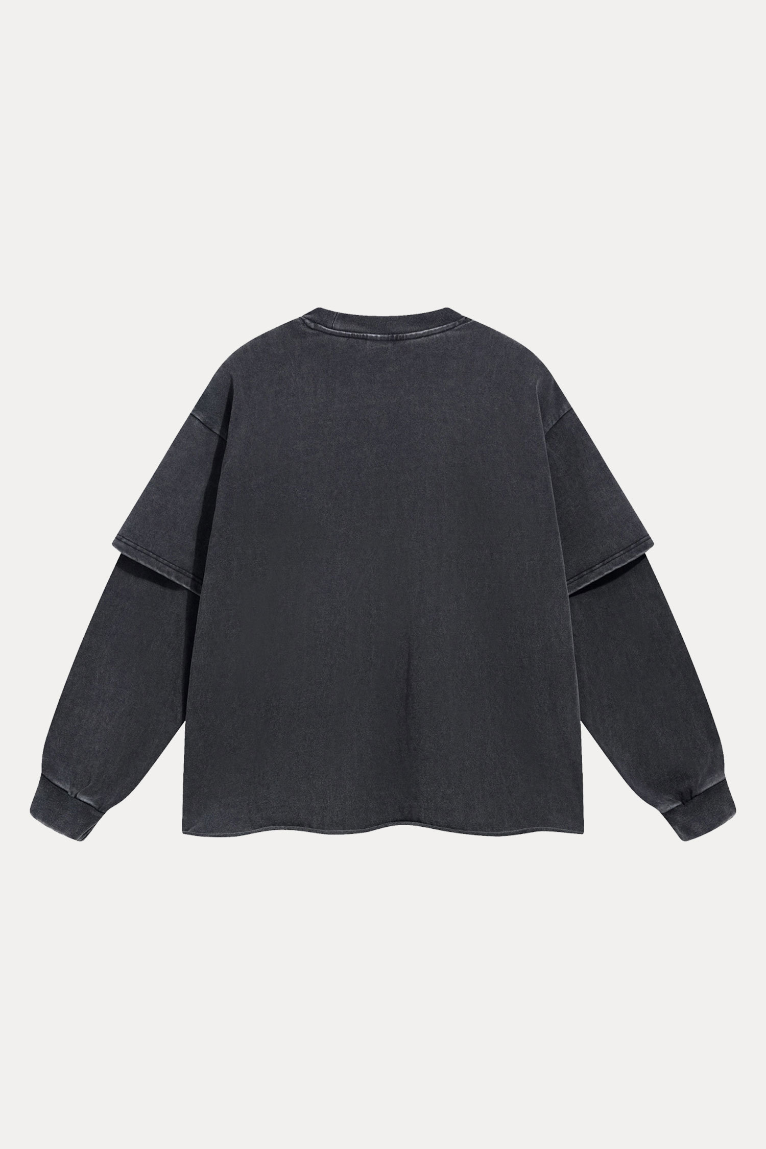 Evilnova Don't Worry So Much Washed Fake Two-Piece Print Long Sleeve Tee