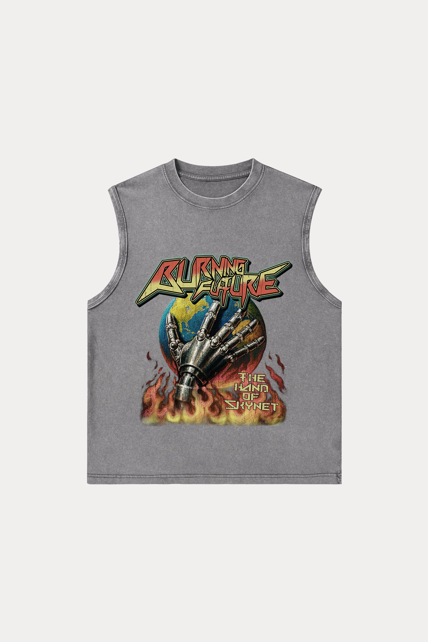 Evilnova Burning Future Washed Tank Top-Evilnova