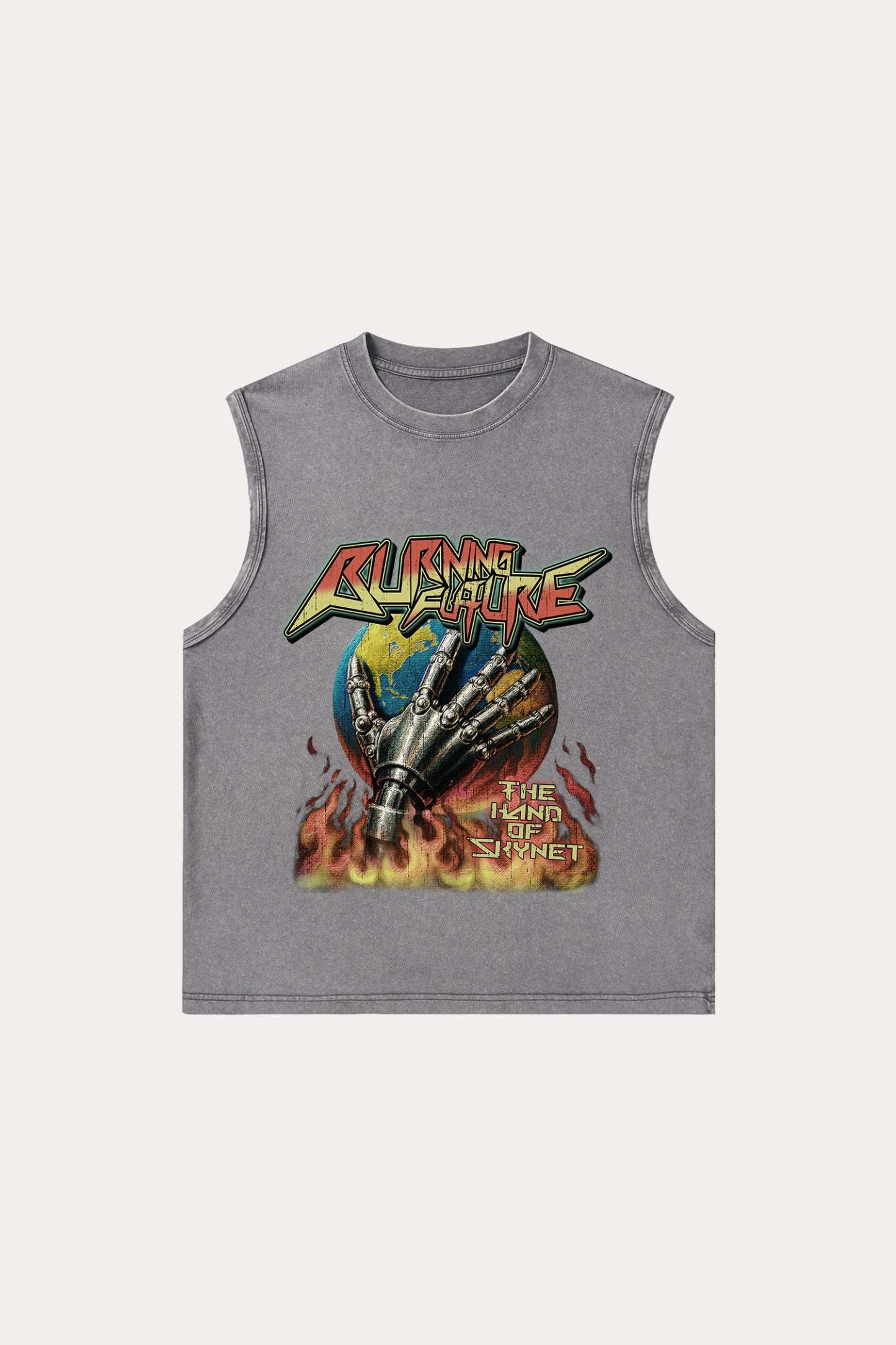 Evilnova Burning Future Washed Tank Top-Evilnova