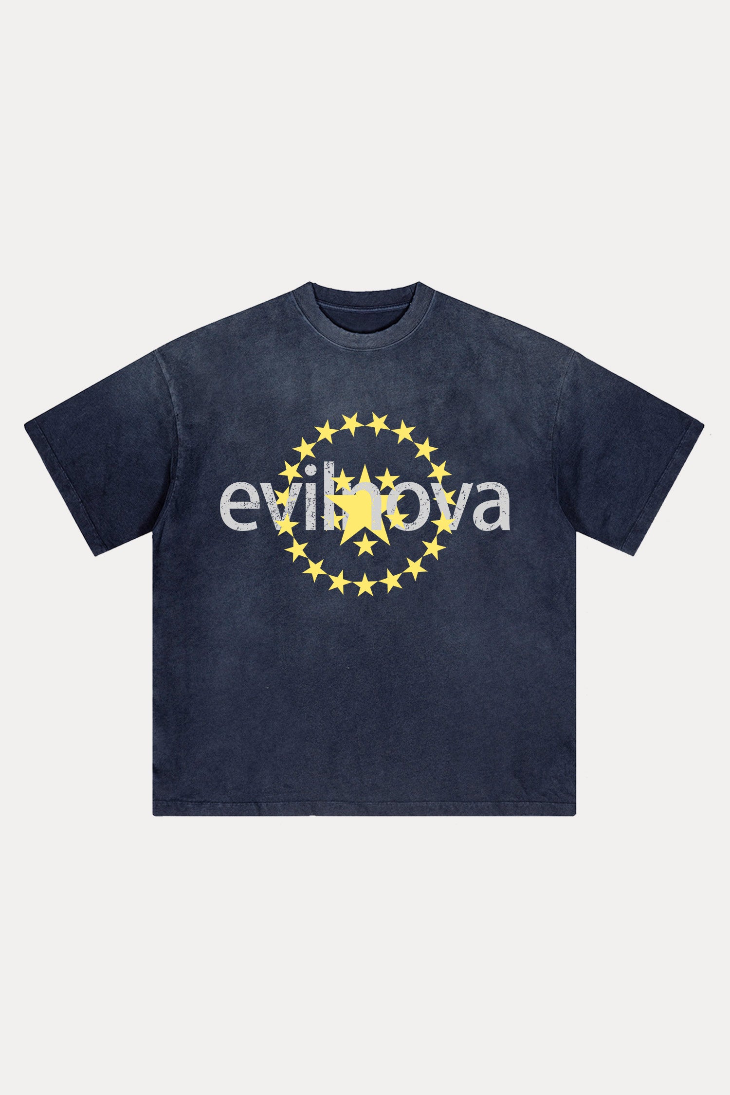 Evilnova Star Distressed Washed T-Shirt-Evilnova