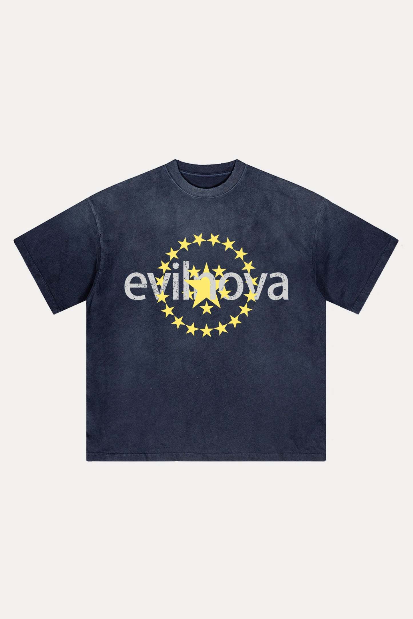 Evilnova Star Distressed Washed T-Shirt-Evilnova