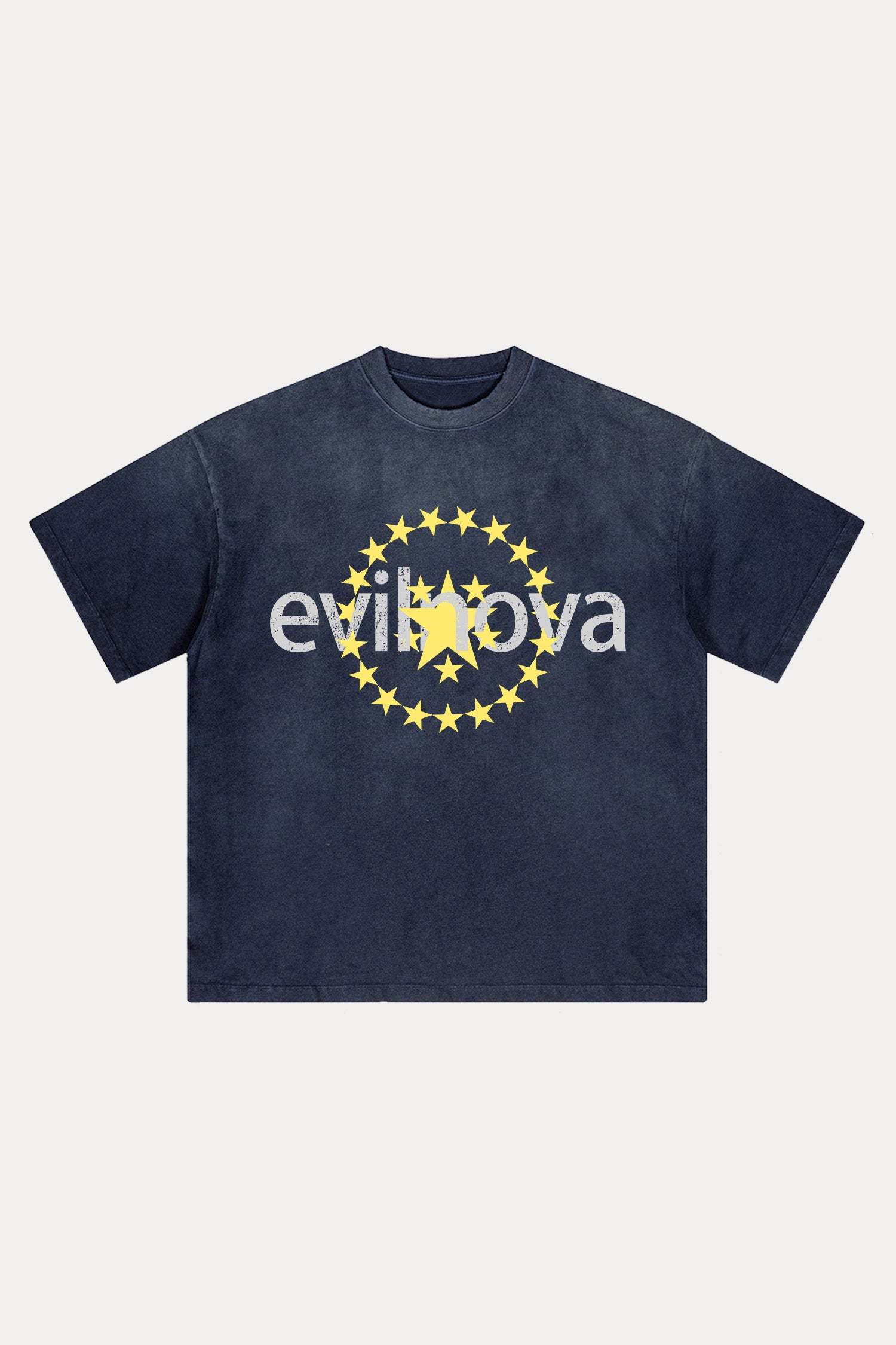 Evilnova Star Distressed Washed T-Shirt-Evilnova