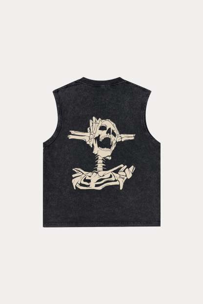 Evilnova Skeleton Washed Tank Top-Evilnova