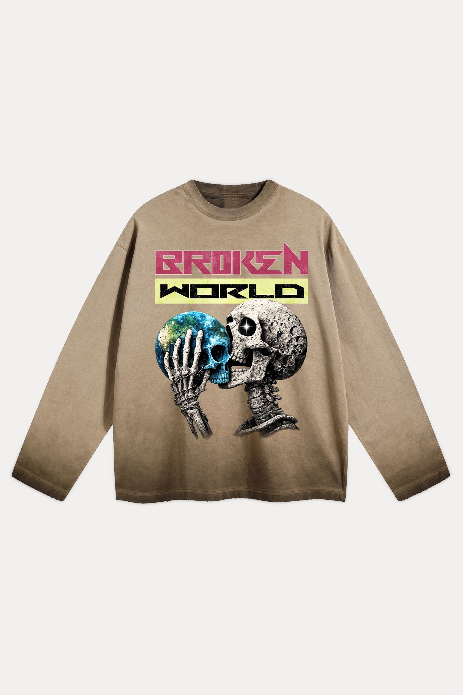 Evilnova Broken World Distressed Washed Long Sleeve Tee-Evilnova