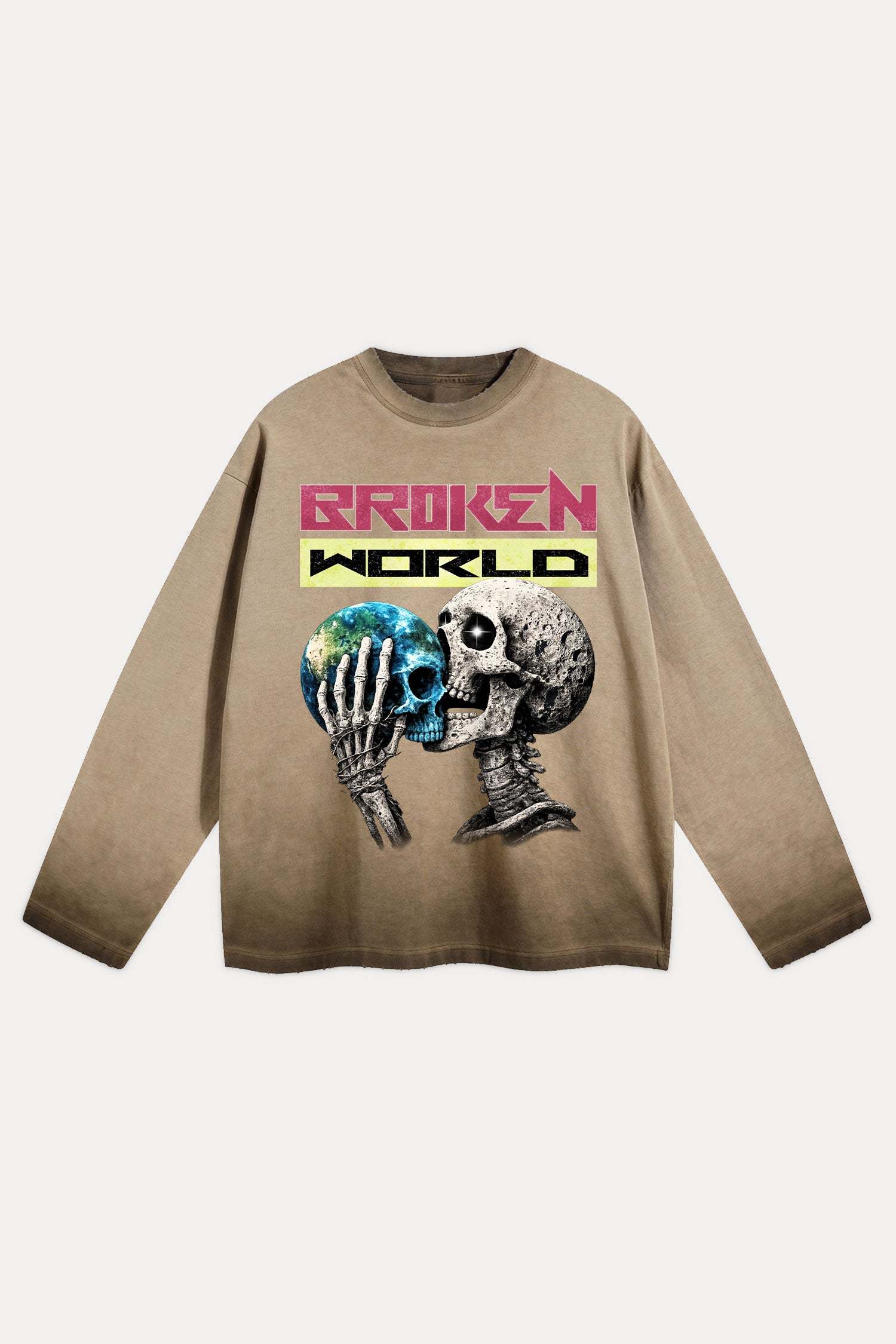 Evilnova Broken World Distressed Washed Long Sleeve Tee-Evilnova
