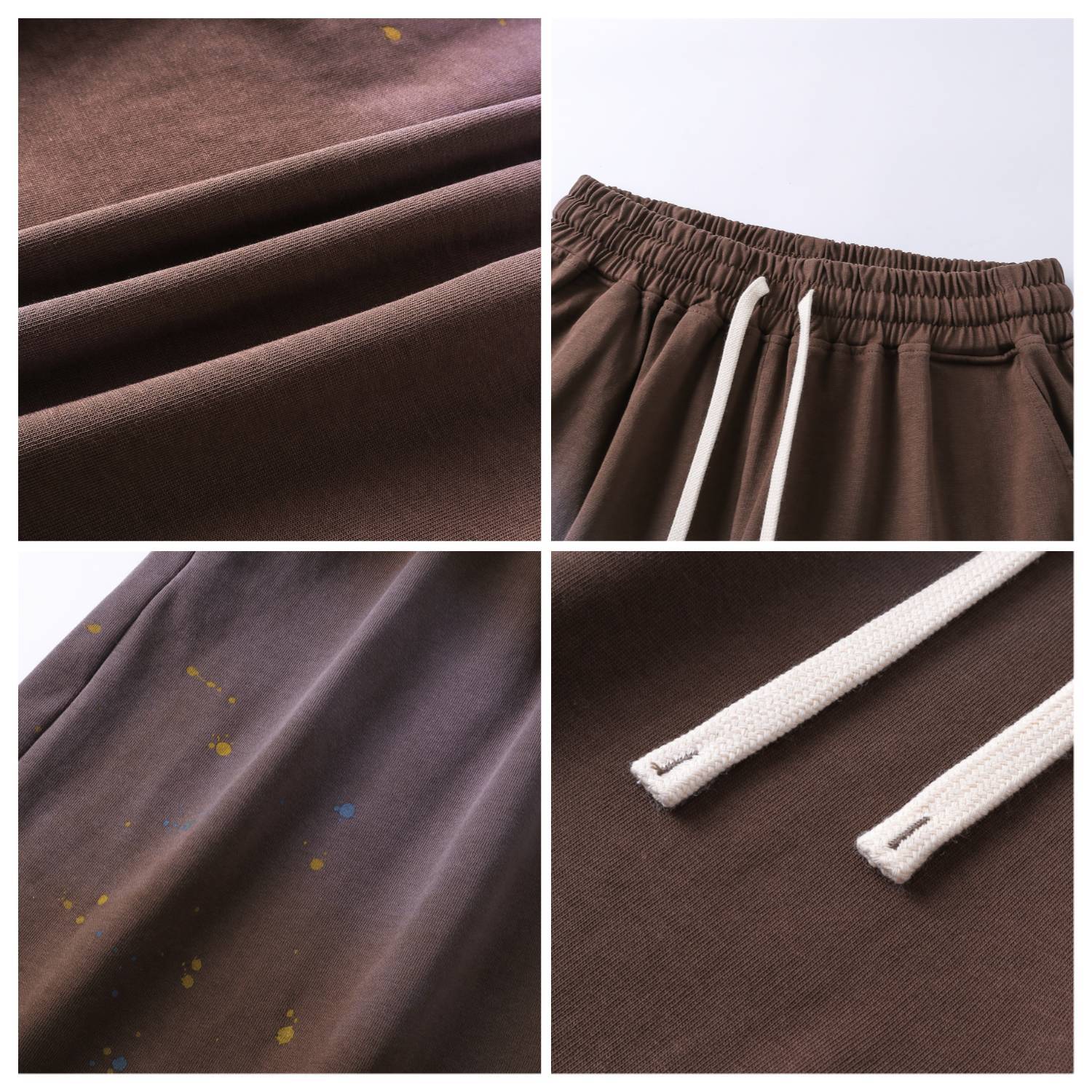 Evilnova Gray Basic Logo Distressed Paint Splatter Sweatshorts-Evilnova