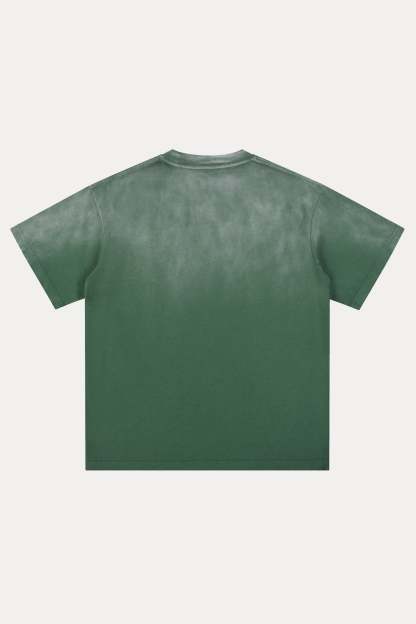 Evilnova Grass Green Basic Logo Distressed Washed T-Shirt-Evilnova