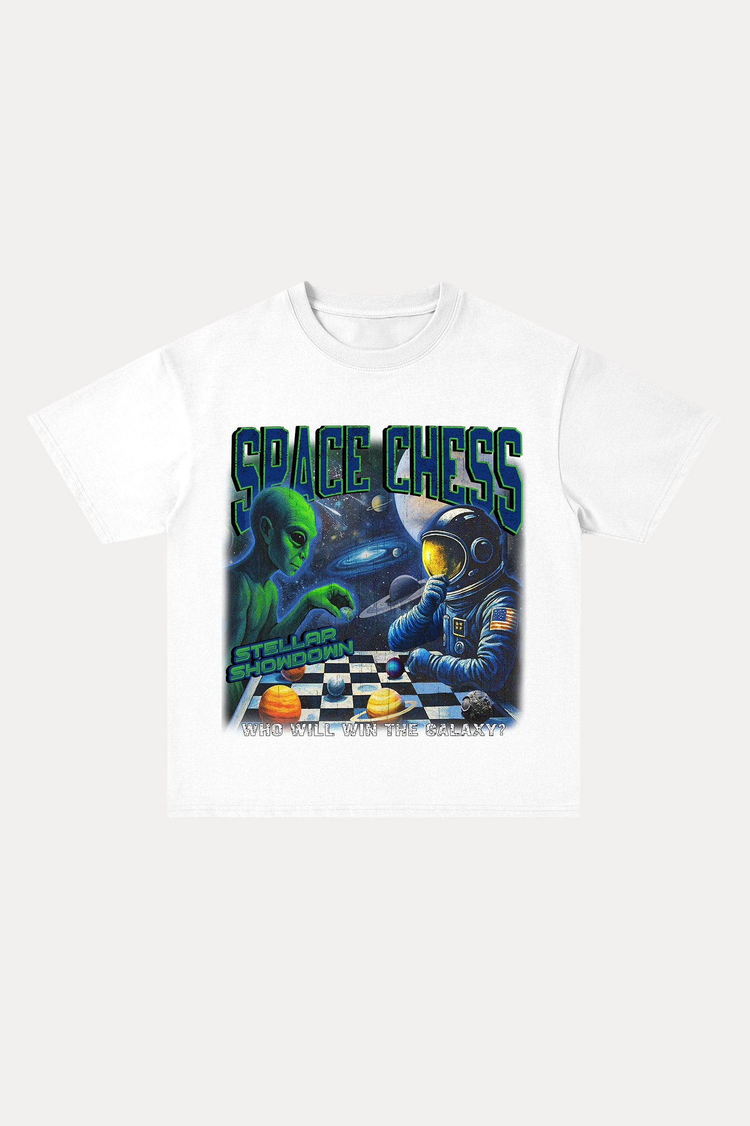 Evilnova Space Chess Cotton Oversize T-Shirt-Evilnova
