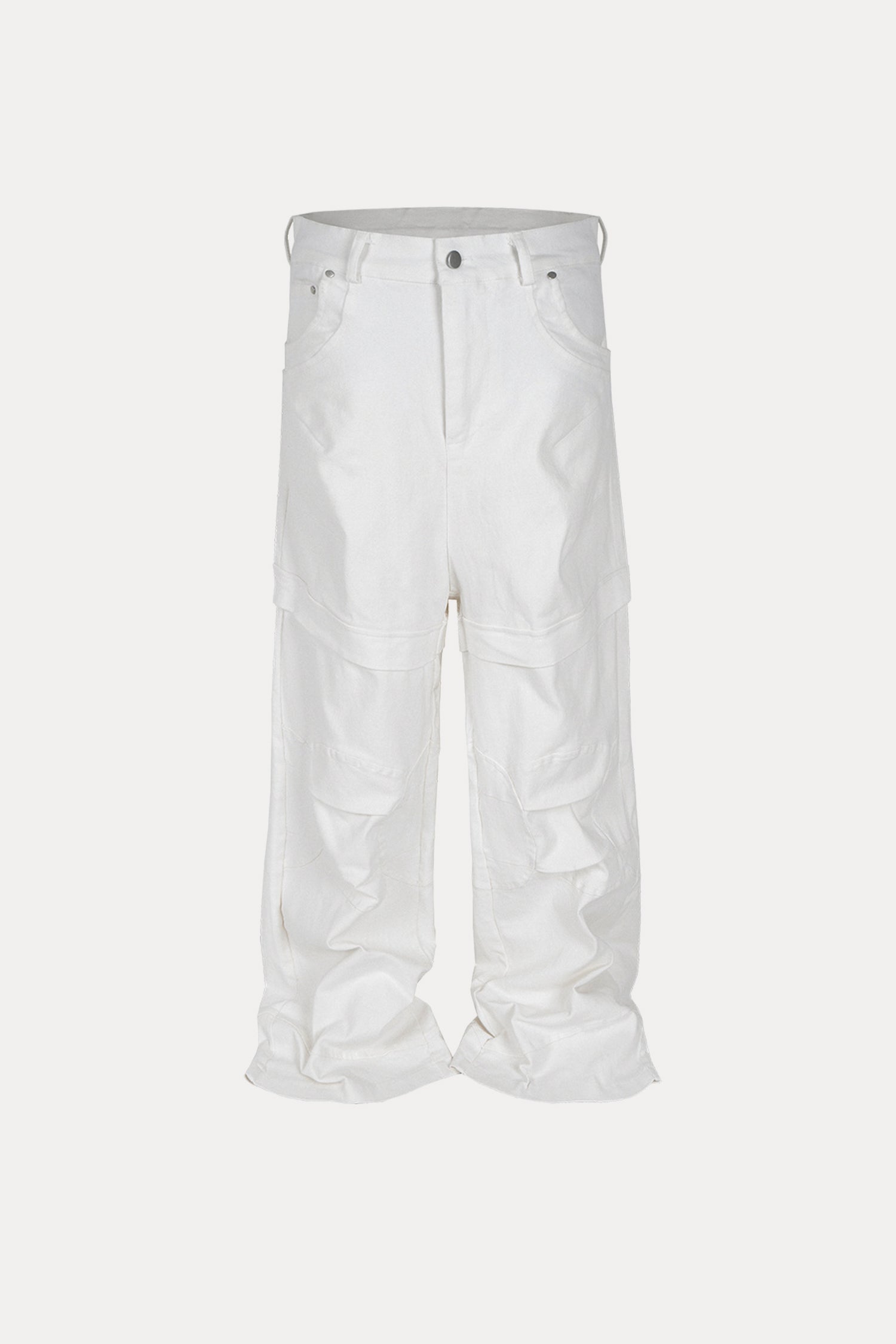 Evilnova White Paneled Baggy Cargo Pants-Evilnova