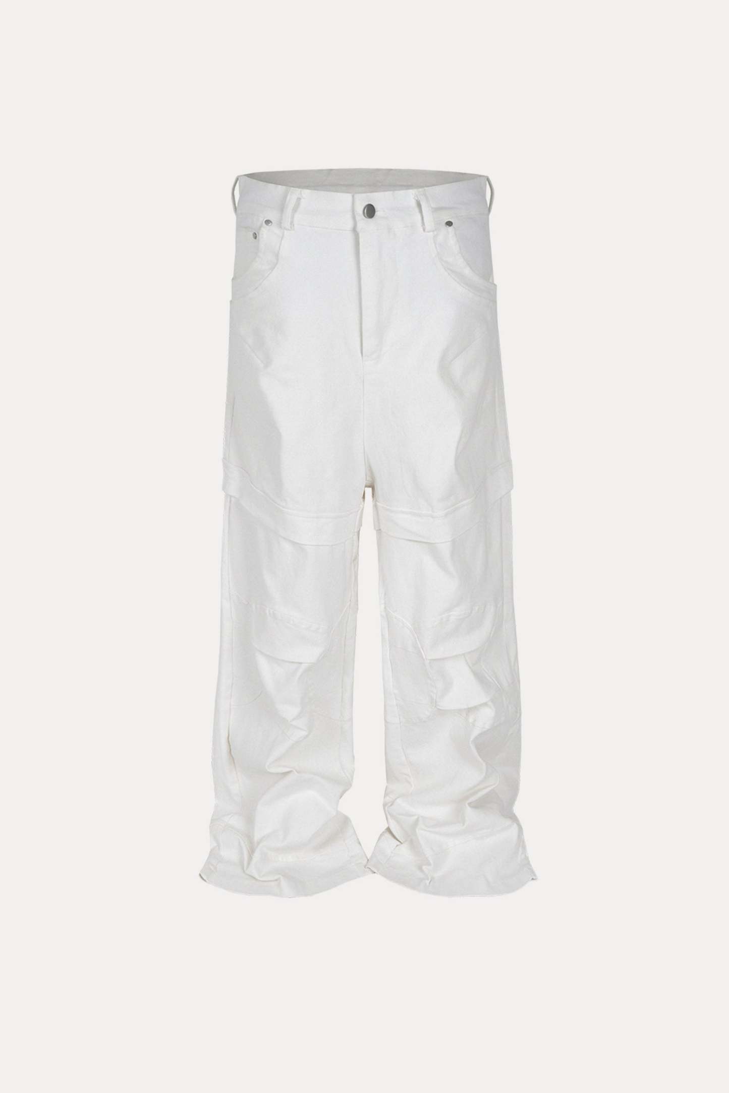 Evilnova White Paneled Baggy Cargo Pants-Evilnova