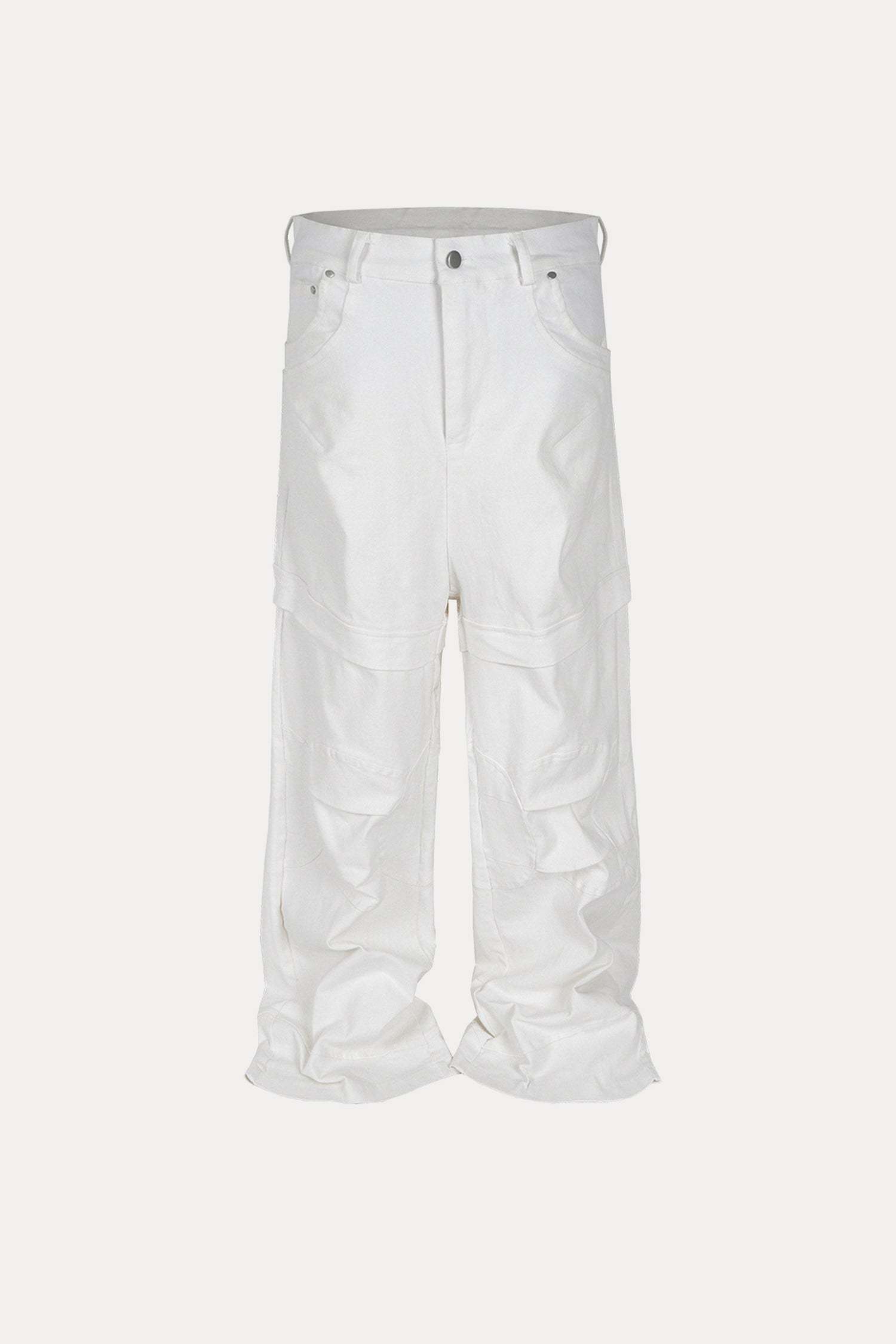 Evilnova White Paneled Baggy Cargo Pants-Evilnova