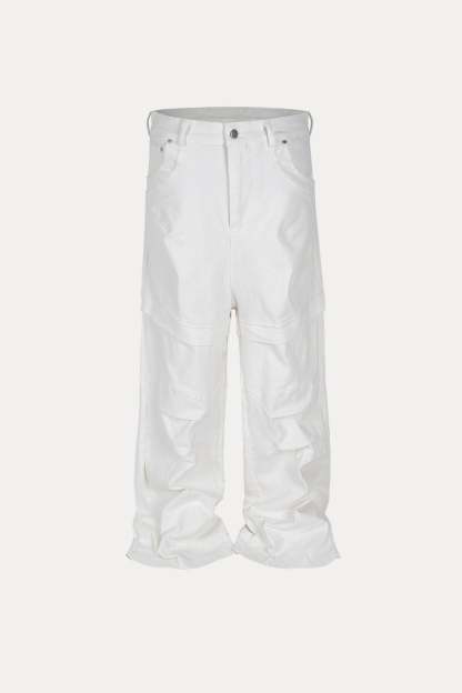 Evilnova White Paneled Baggy Cargo Pants-Evilnova