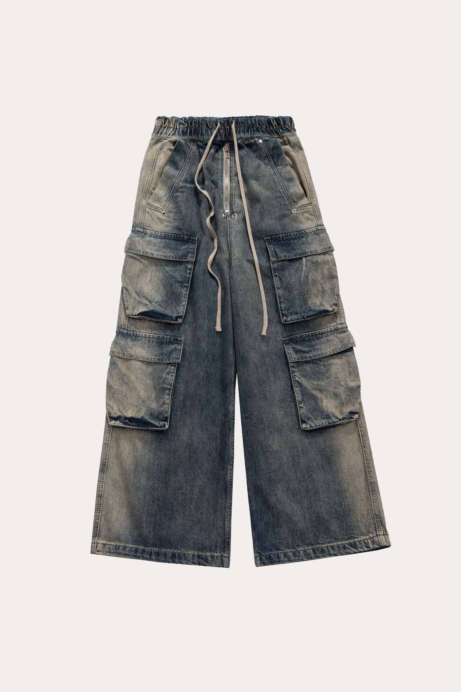 Evilnova RO Style  Multi-Pocket Washed Baggy Jeans-Evilnova