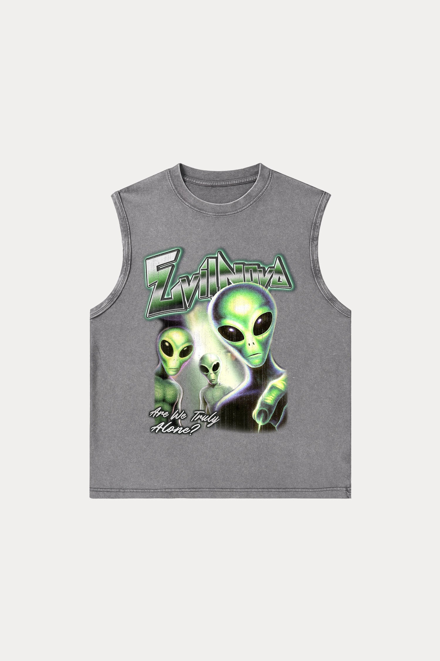 Evilnova Are We Truly Alone Washed Tank Top-Evilnova