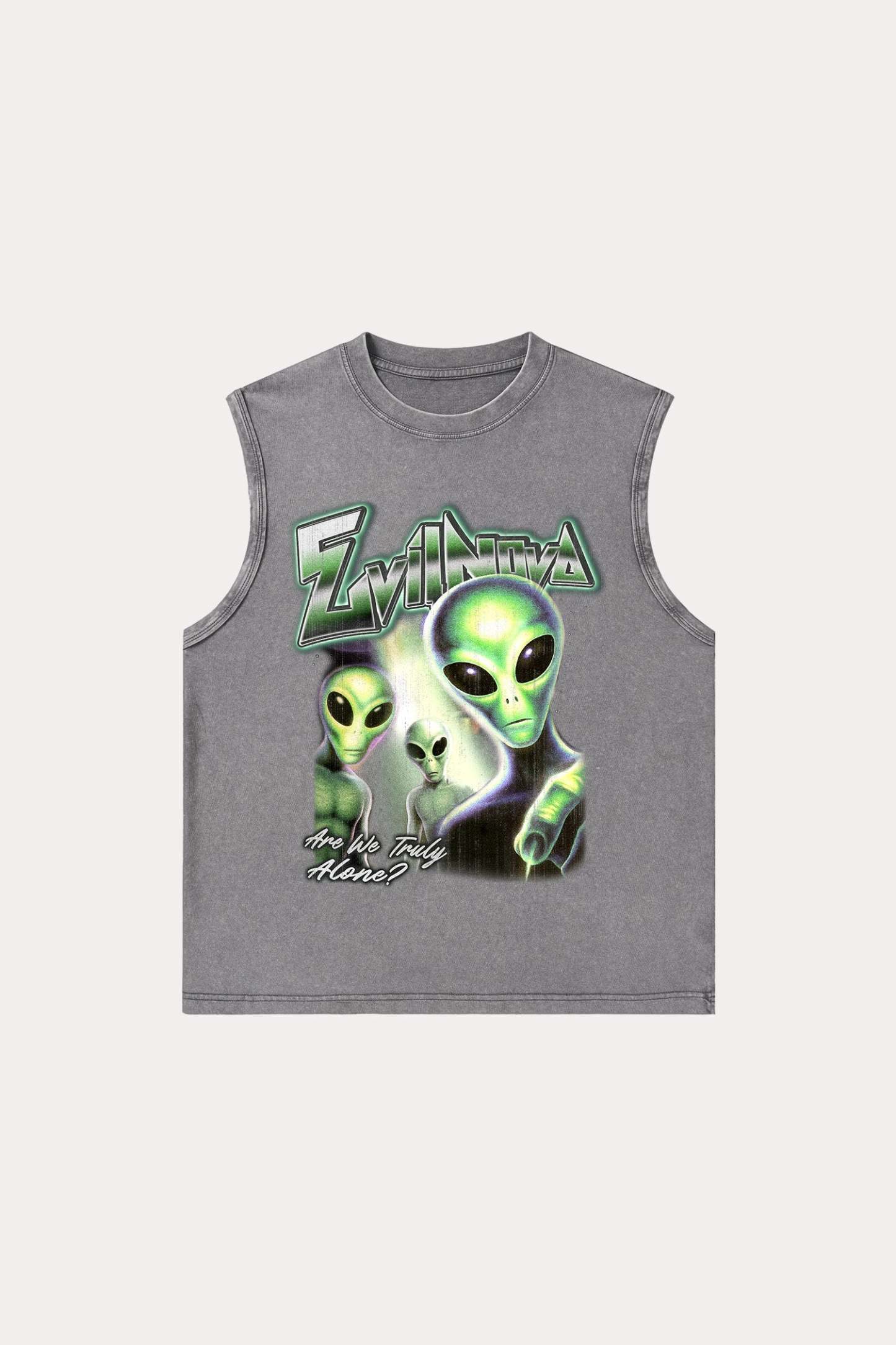 Evilnova Are We Truly Alone Washed Tank Top-Evilnova