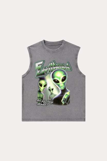 Evilnova Are We Truly Alone Washed Tank Top-Evilnova