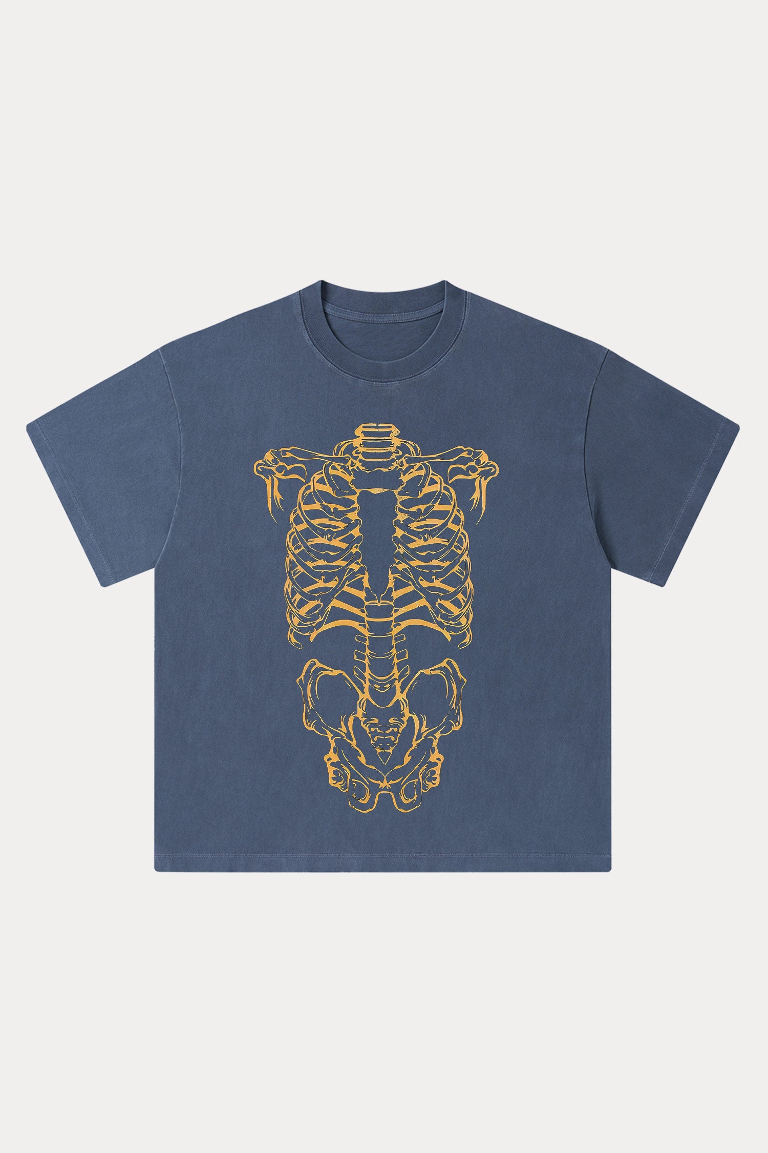 Evilnova Human Skeleton Washed Streetwear T-Shirt-Evilnova