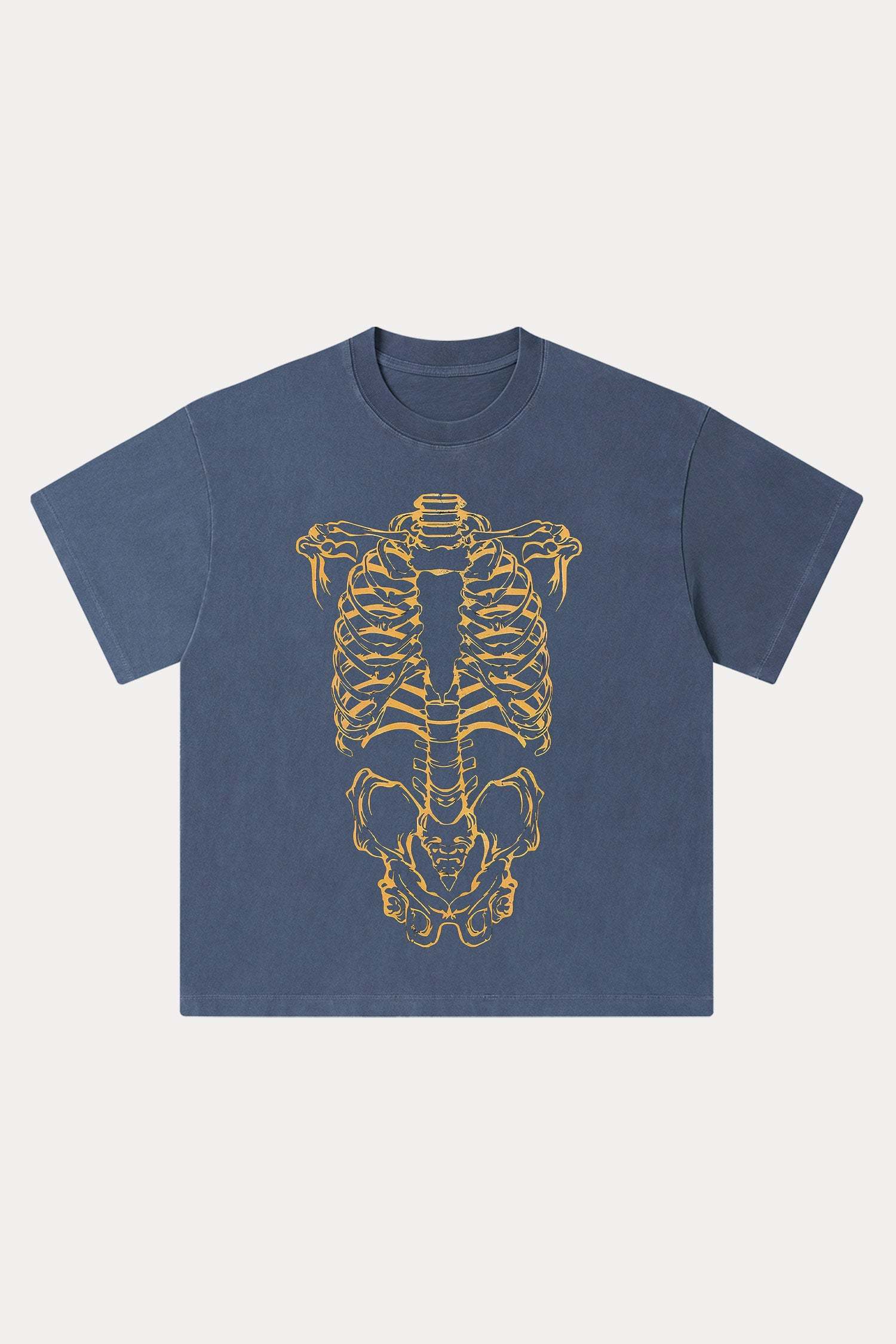 Evilnova Human Skeleton Washed Streetwear T-Shirt-Evilnova
