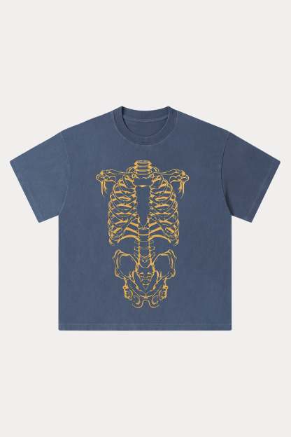 Evilnova Human Skeleton Washed Streetwear T-Shirt-Evilnova