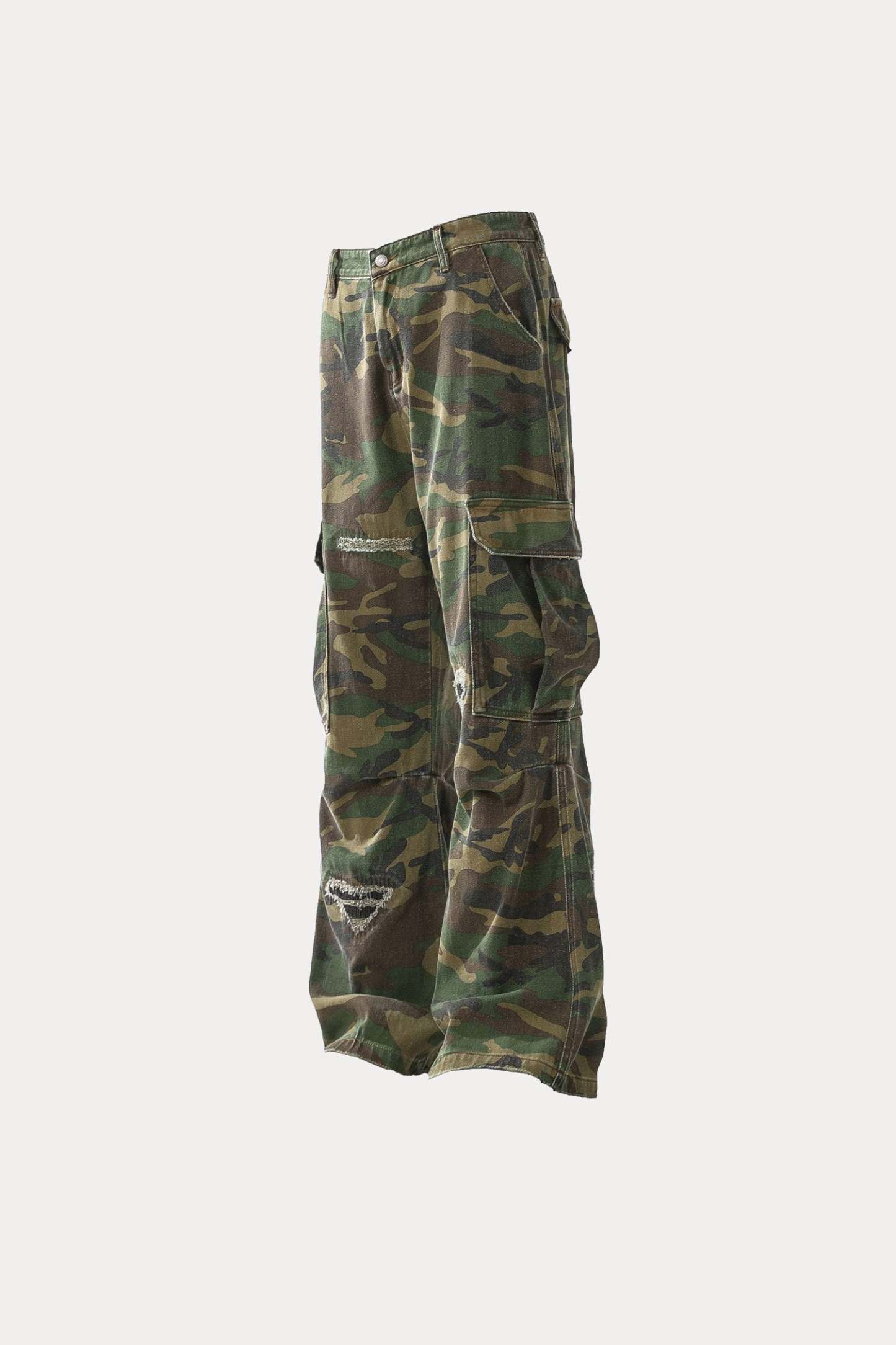 Evilnova Vintage Distressed Camo Bootcut Pants-Evilnova