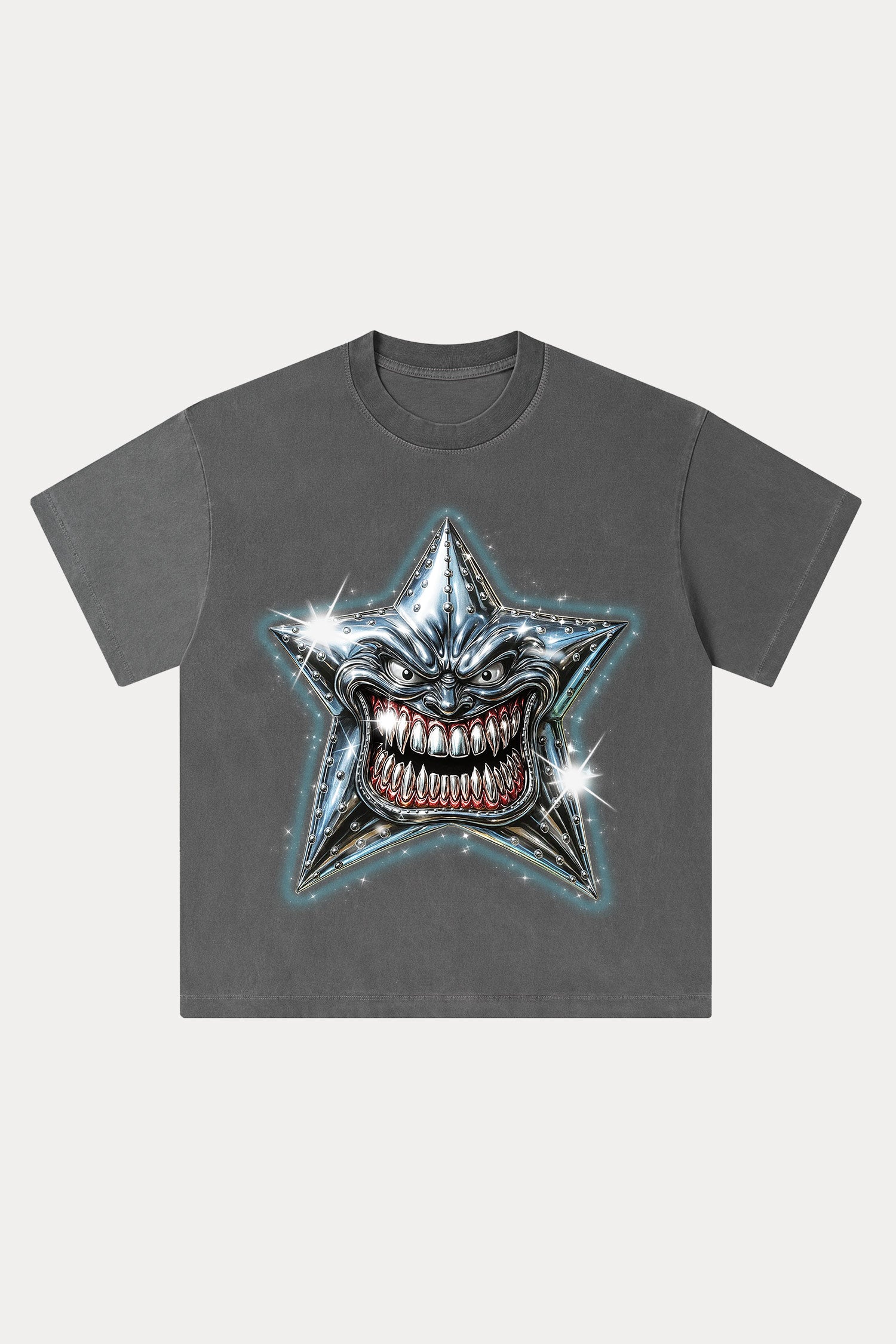 Evilnova Madness Star Washed Streetwear T-Shirt-Evilnova