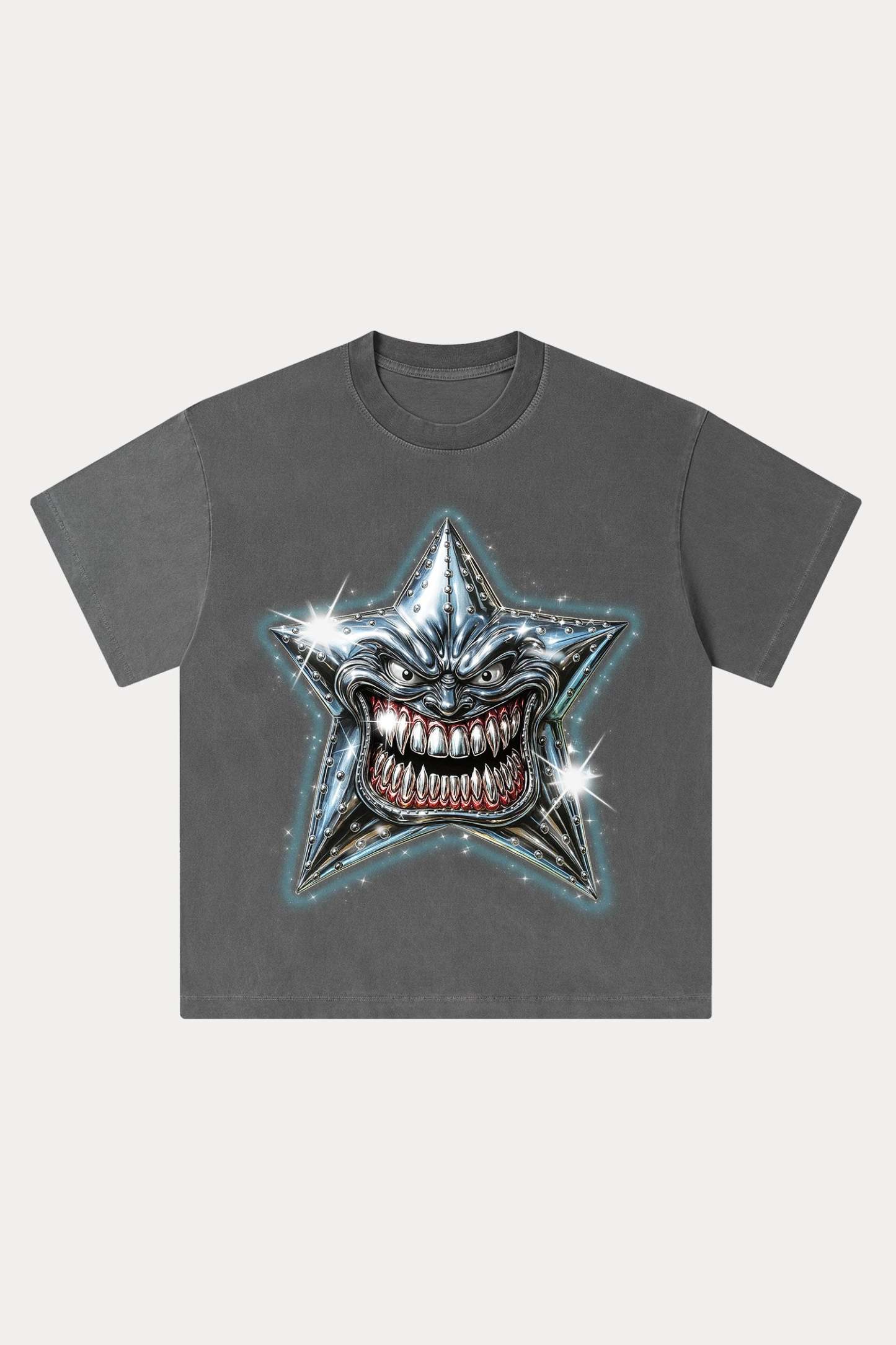 Evilnova Madness Star Washed Streetwear T-Shirt-Evilnova